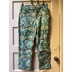 Jones New York Capris 8 paisley Groovy Funky Cuffed  Bohemian 70s swirly stretch